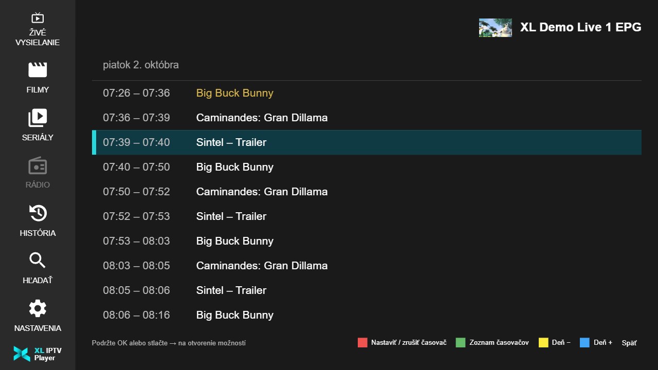 Programme guide of one channel